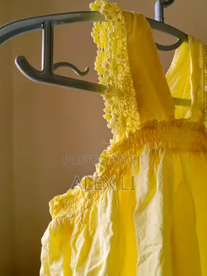 Yellow Lace Cotton Kids Sleeveless Dress for Girls(3–4 Years Old)
