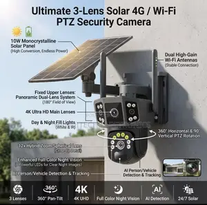 Solar Wifi Security Camera – Dual Lens, Outdoor Ptz, Wireless CCTV