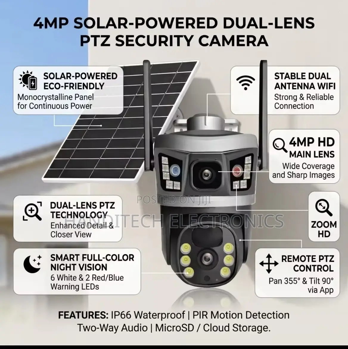 Solar Wifi Security Camera – Dual Lens, Outdoor Ptz, Wireless CCTV