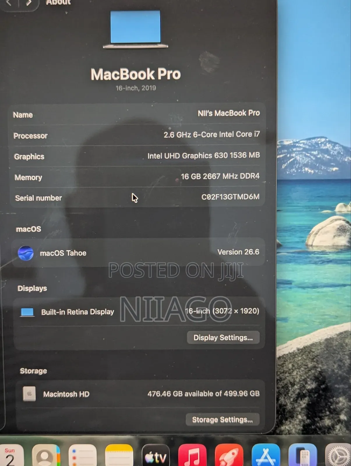 Laptop Apple MacBook Pro 2019 16GB Intel Core i7 SSD 512GB