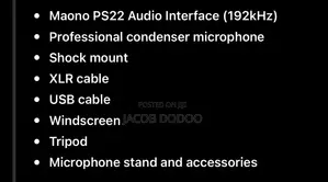 CompleteStudioSetup–ShureMicrophone + MaonoPS22AudioInterface+Tripod