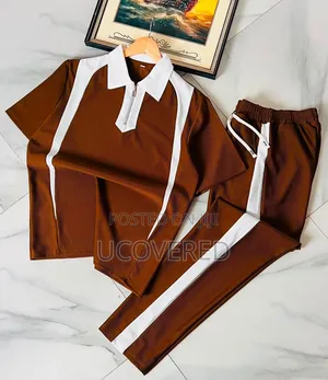Textured Set Includes a Zip-Up Polo Shirt and Matching Trousers