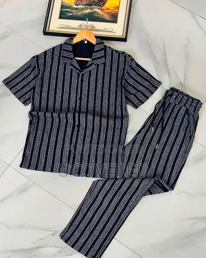 Basix Men's Striped Short-Sleeve Loungewear Set