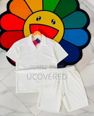 Collared Shirt and Drawstring Shorts Sets