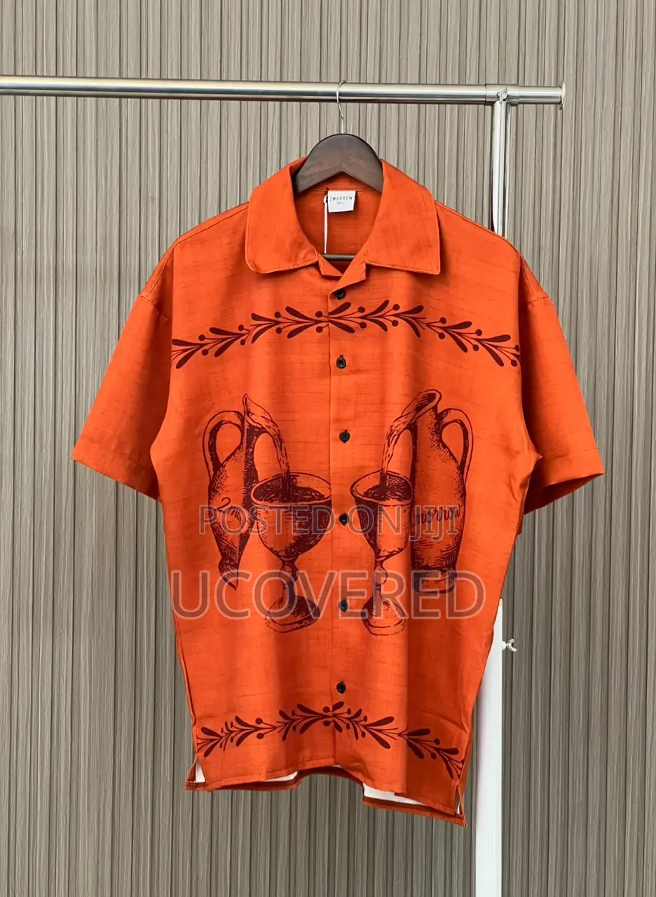 Men's Short-Sleeve Button-Up Shirts Feature Unique Graphic Prints