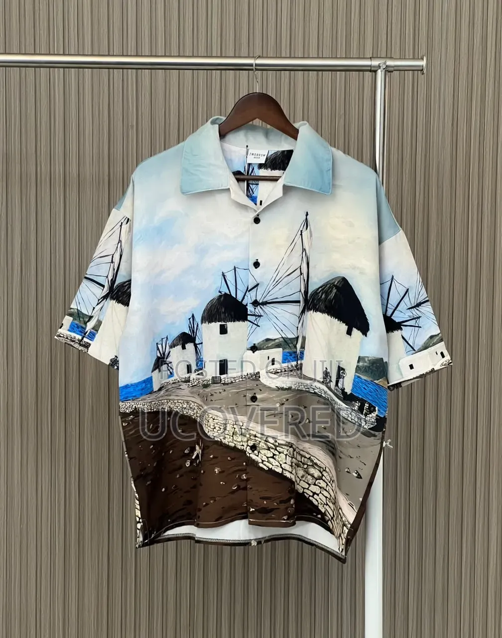 Men's Short-Sleeve Button-Up Shirts Feature Unique Graphic Prints