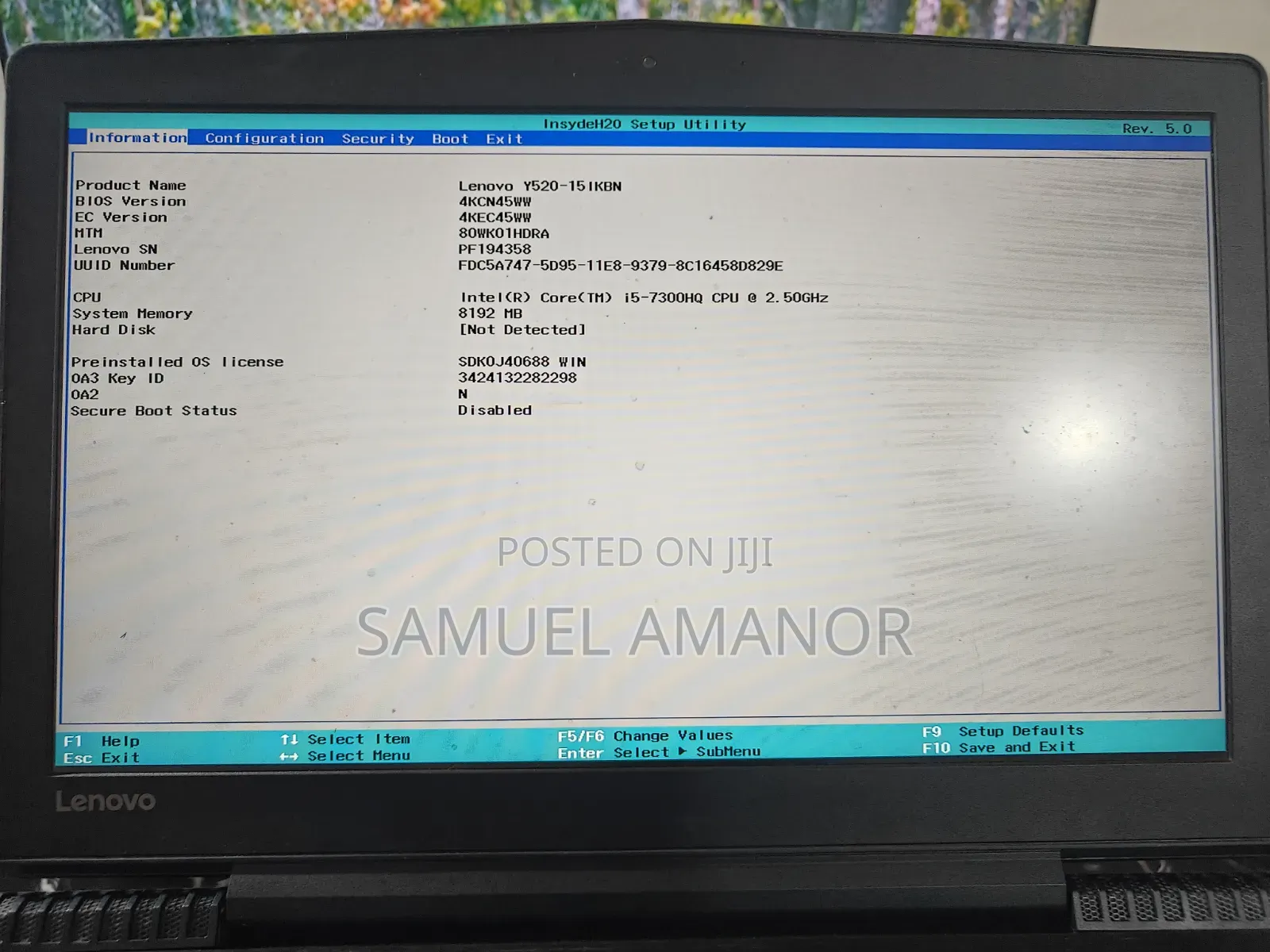 Laptop Lenovo Legion Y520 8GB Intel Core i5 HDD 500GB