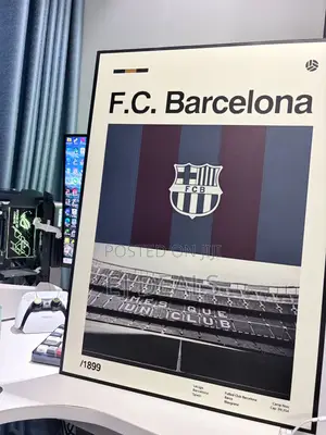 Barcelona FC Vintage Wall Art Frame 40 X 60cm