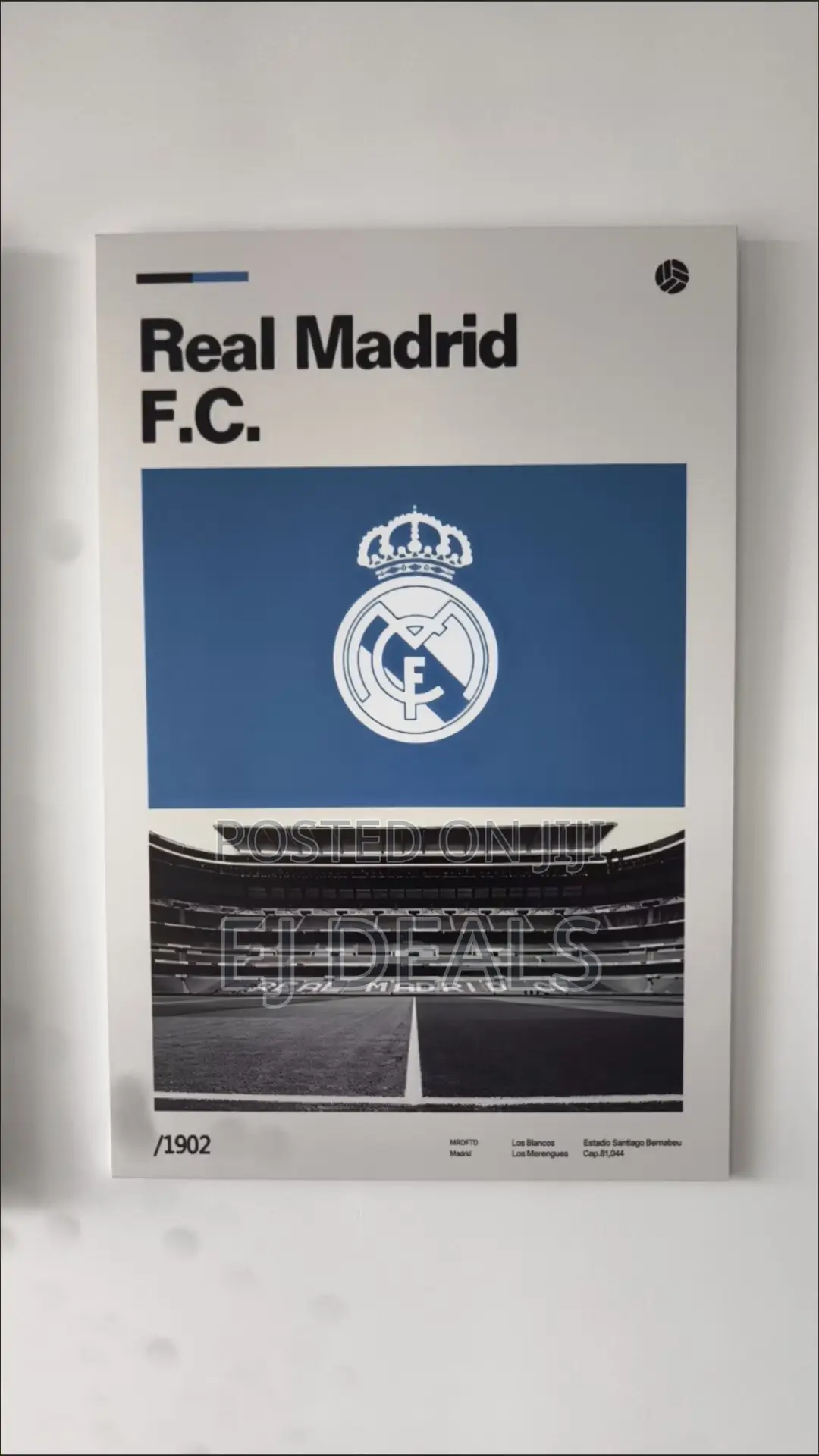 Real Madrid FC Vintage Wall Art Frame 40 X 60cm