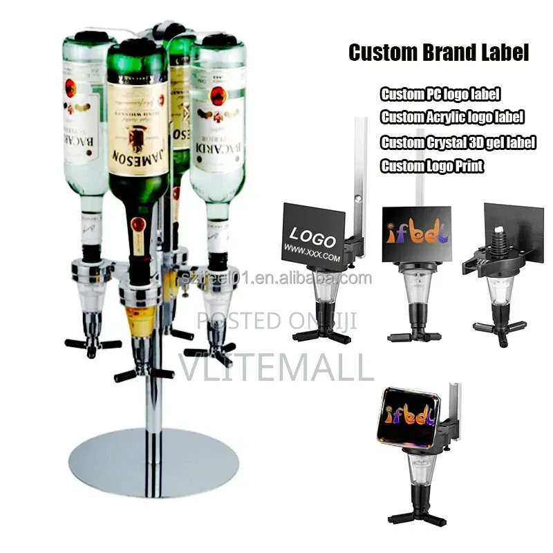 Rotating 6-Bottle Bar Butler and Liquor Dispenser