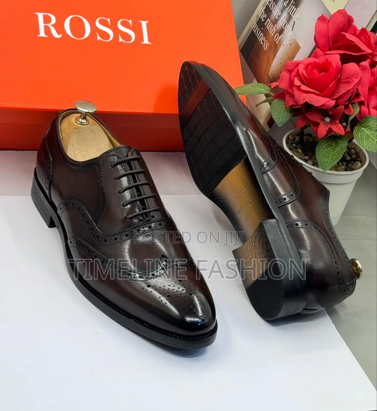 Rossi Coffee Brown Men's Brogues Leather Shoes