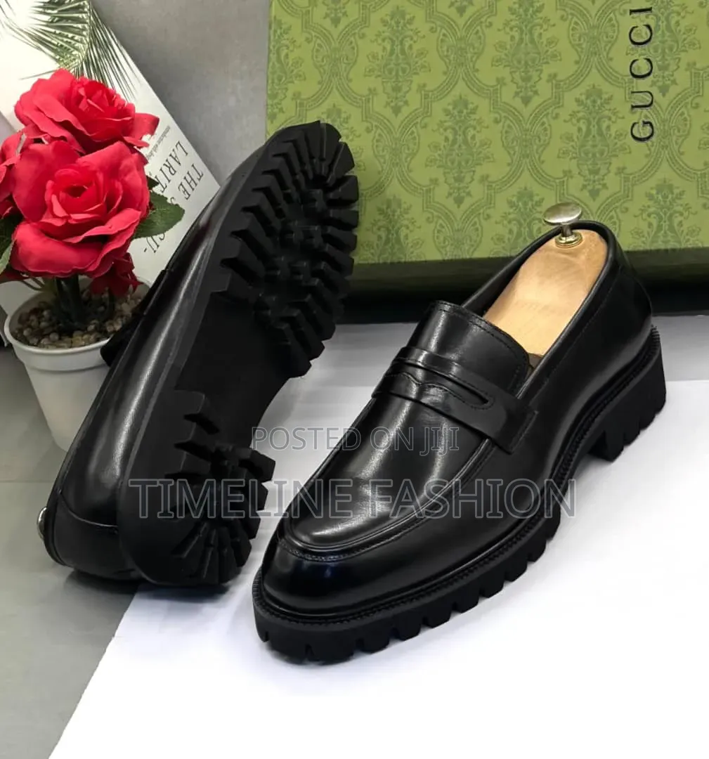Executive Men's Durable Leather Gucci Men's Shoes 39-46 Black