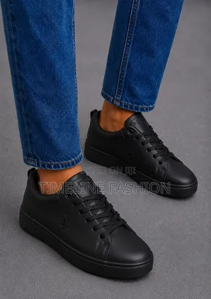 All Black Polo Men's Leather Sneakers 40-45