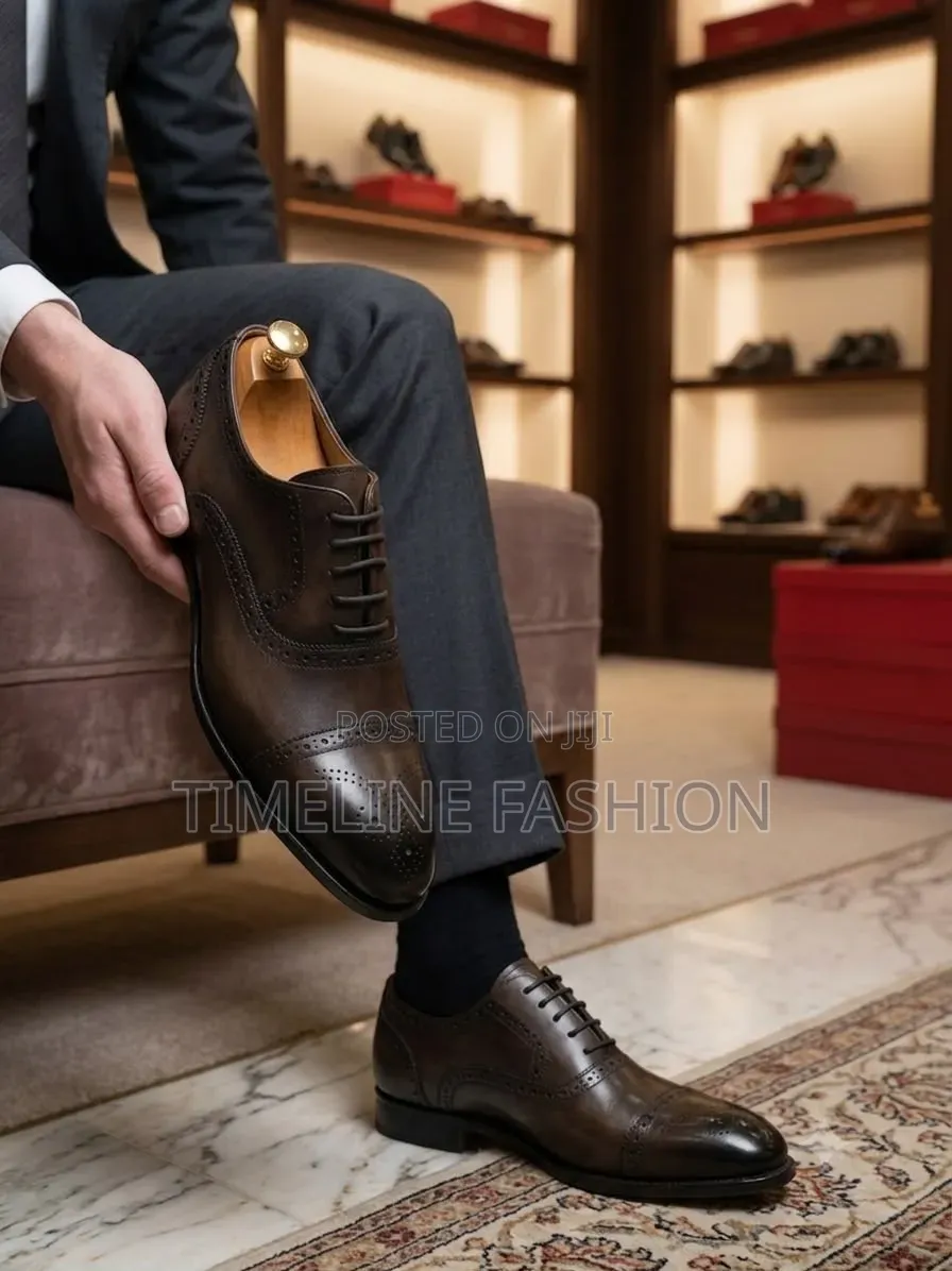 Maurizio Men's Coffee Brown Brogues Dressing Shoes 39-46