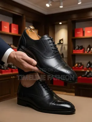 Black Leather Maurizio Men's Brogues Lace Up Shoes