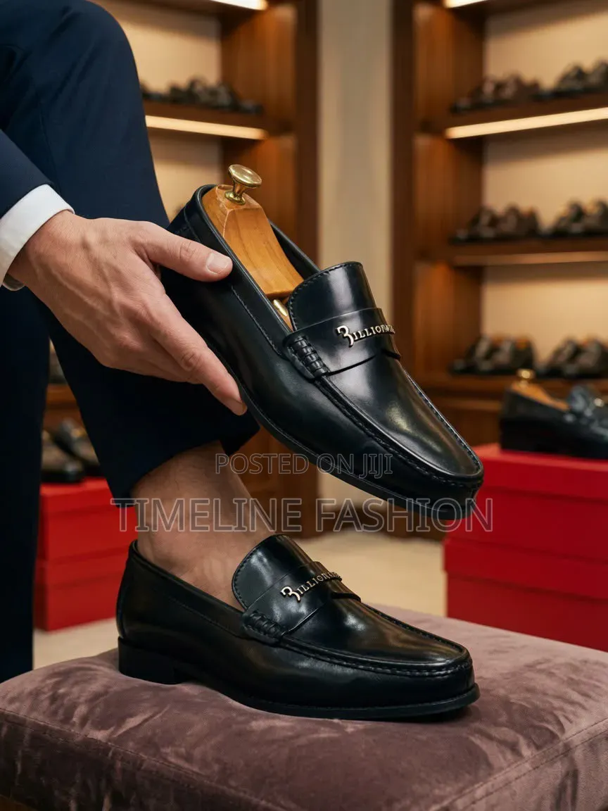 Billionaire All Black Leather Easy Fix Loafers