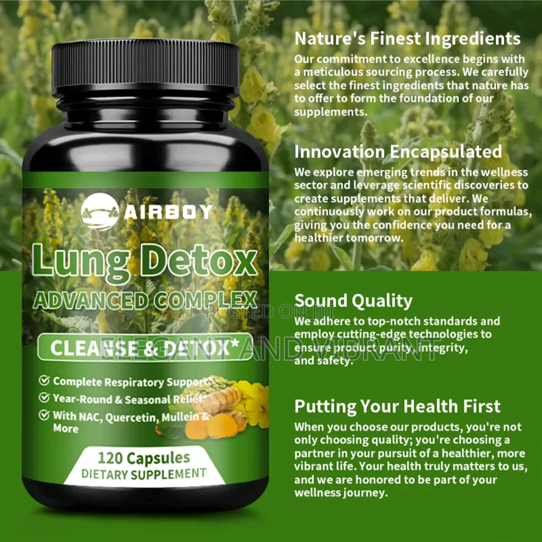 Lung Detox-Mullein Leaf,Bromelain,Quercetin,NAC,cough Lung Cleansing,