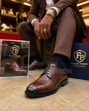 Classic Handmade Frank Perry Flap Lace Coffee Brown Shoes