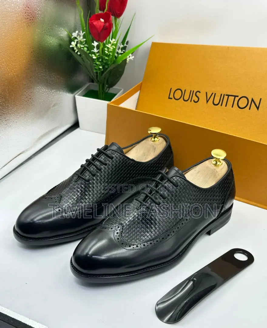 Genuine Leather Louis Vuitton Executive Men's Lace Shoes