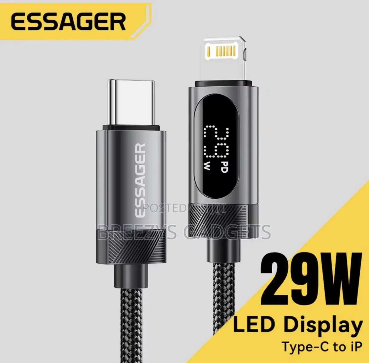Essager Digital Dispaly USB C Cable for iPhone14 13 12 11 Promax Pd29w