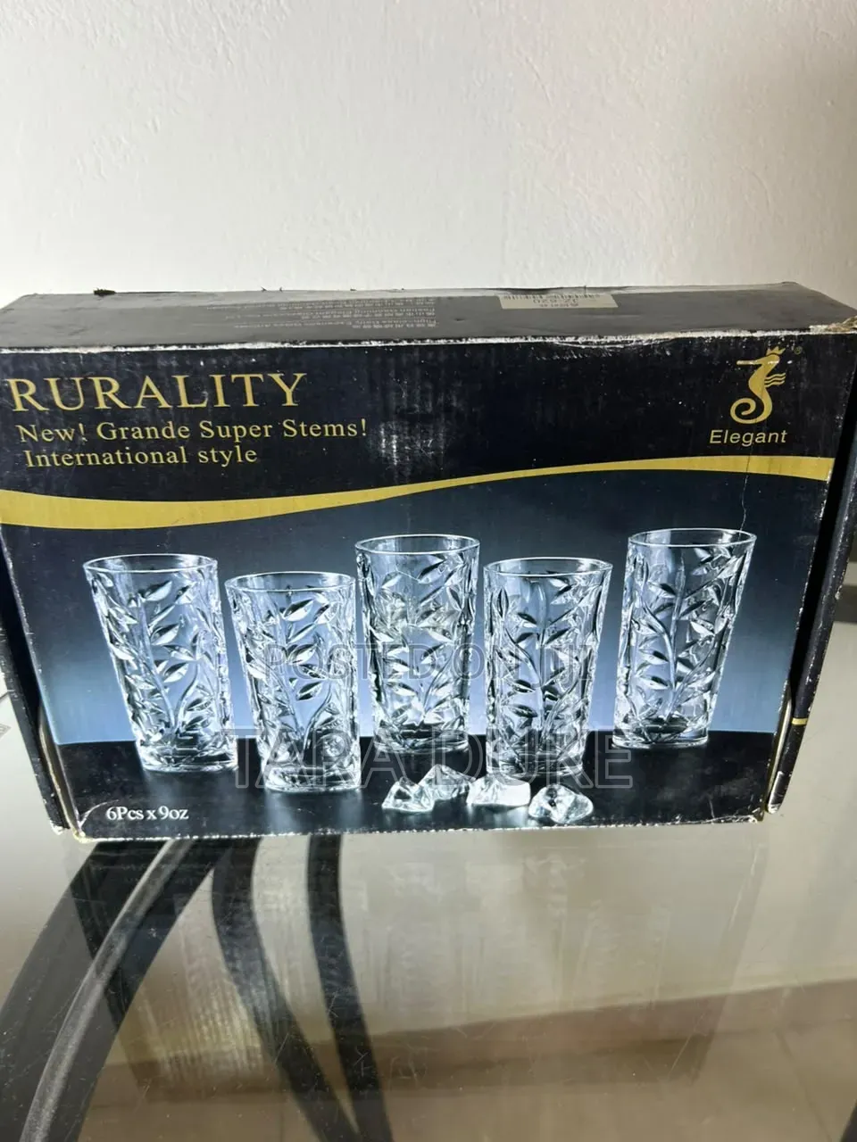 6-Piece "Rurality" Leaf-Pattern Highball Glass Set (9oz)