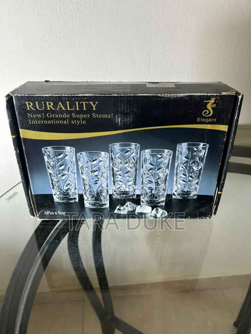 6-Piece "Rurality" Leaf-Pattern Highball Glass Set (9oz)
