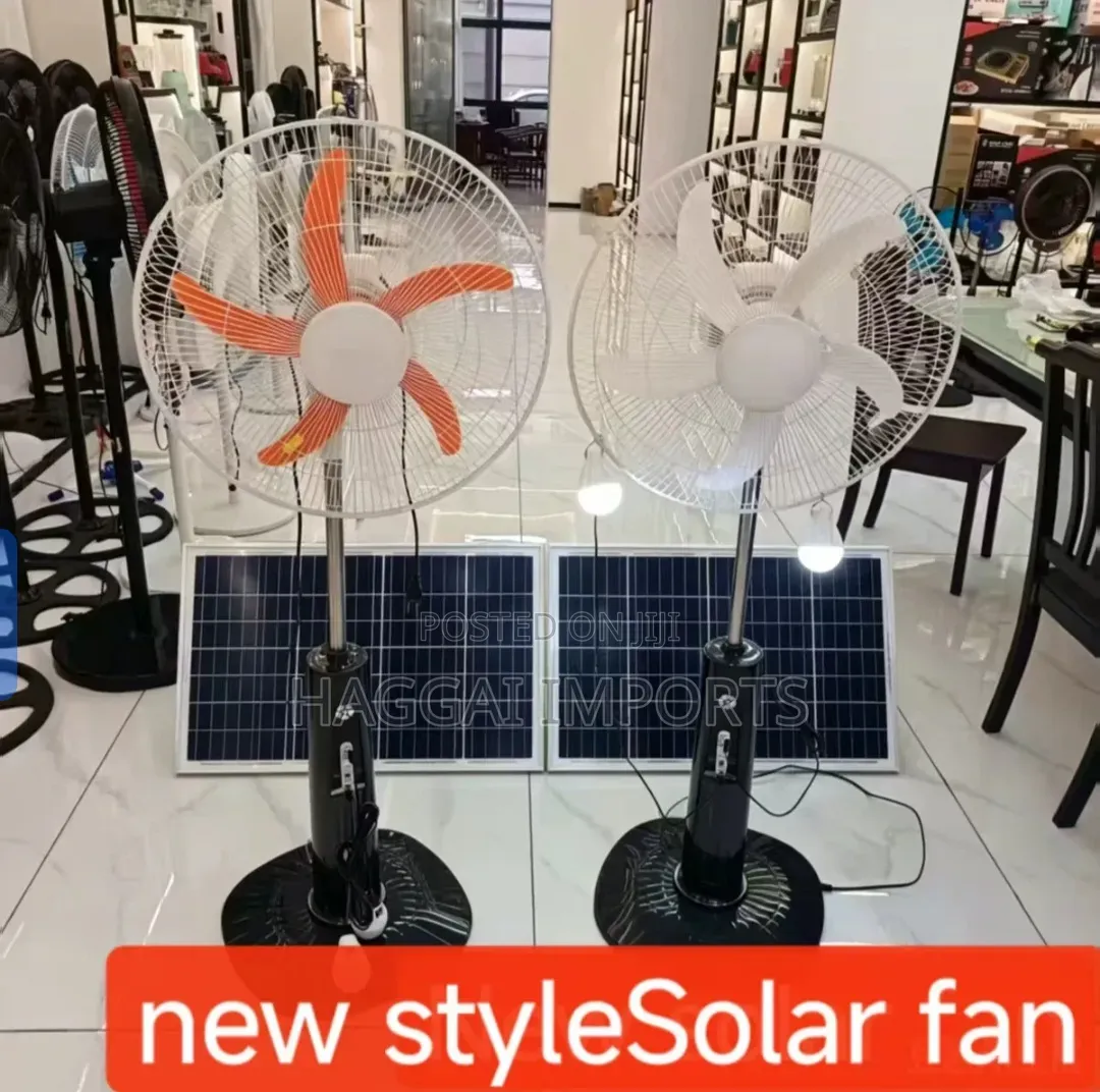 Rechargeable Solar Fan + Solar Panel + 2 Led Bulbs + Remote Control