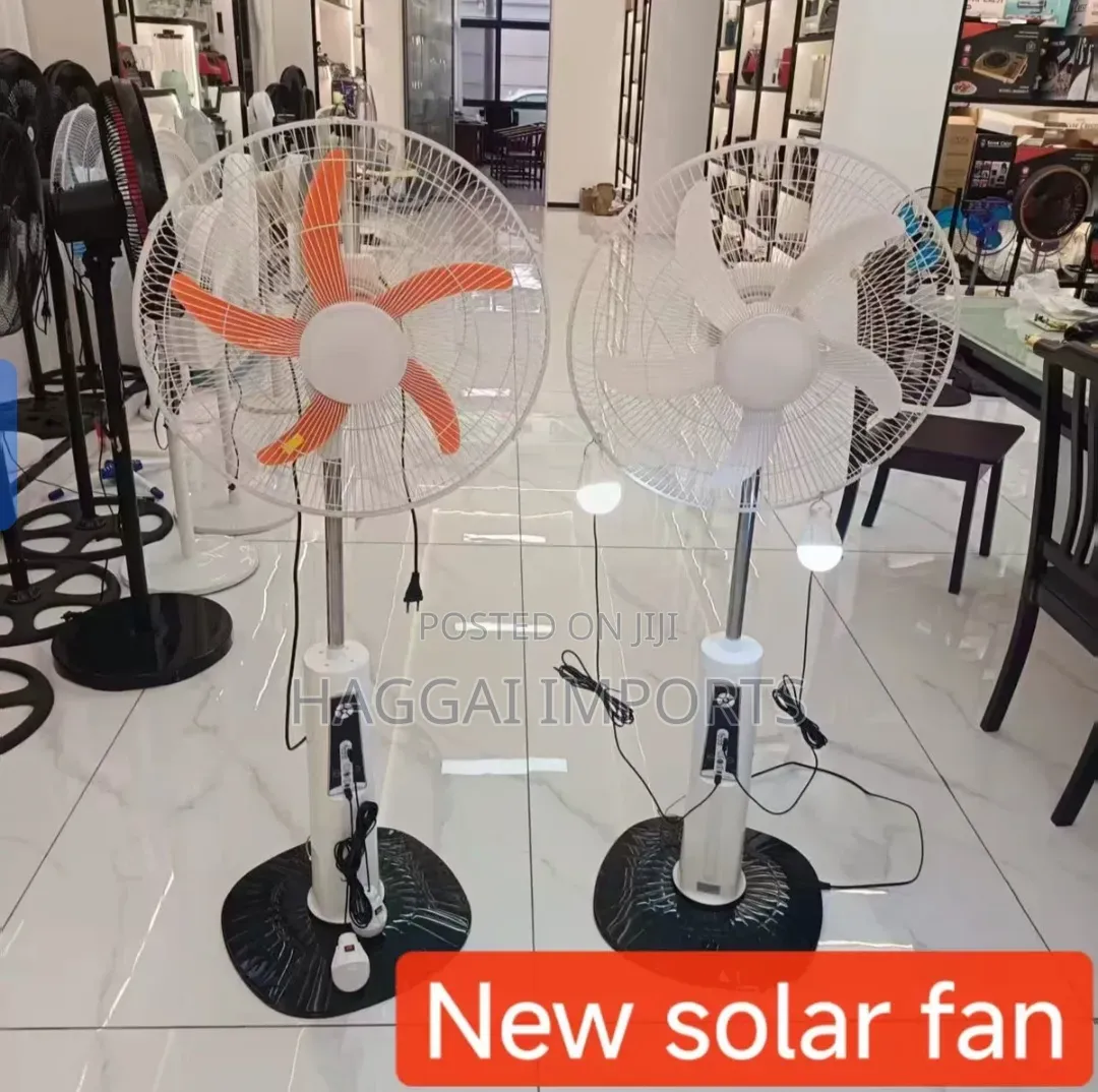 Rechargeable Solar Fan + Solar Panel + 2 Led Bulbs + Remote Control