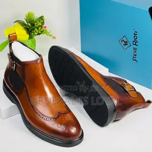 Steve Riot Brown Elastic and Buckle Men’s Leather Boot