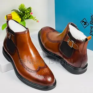 Steve Riot Brown Elastic and Buckle Men’s Leather Boot