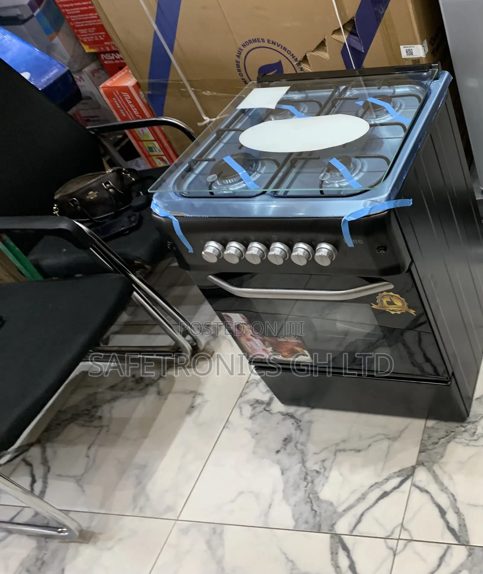 Available Black Ferre 60×60 Cm 2 Gas + 2 Electric Dual-Fuel Cooker