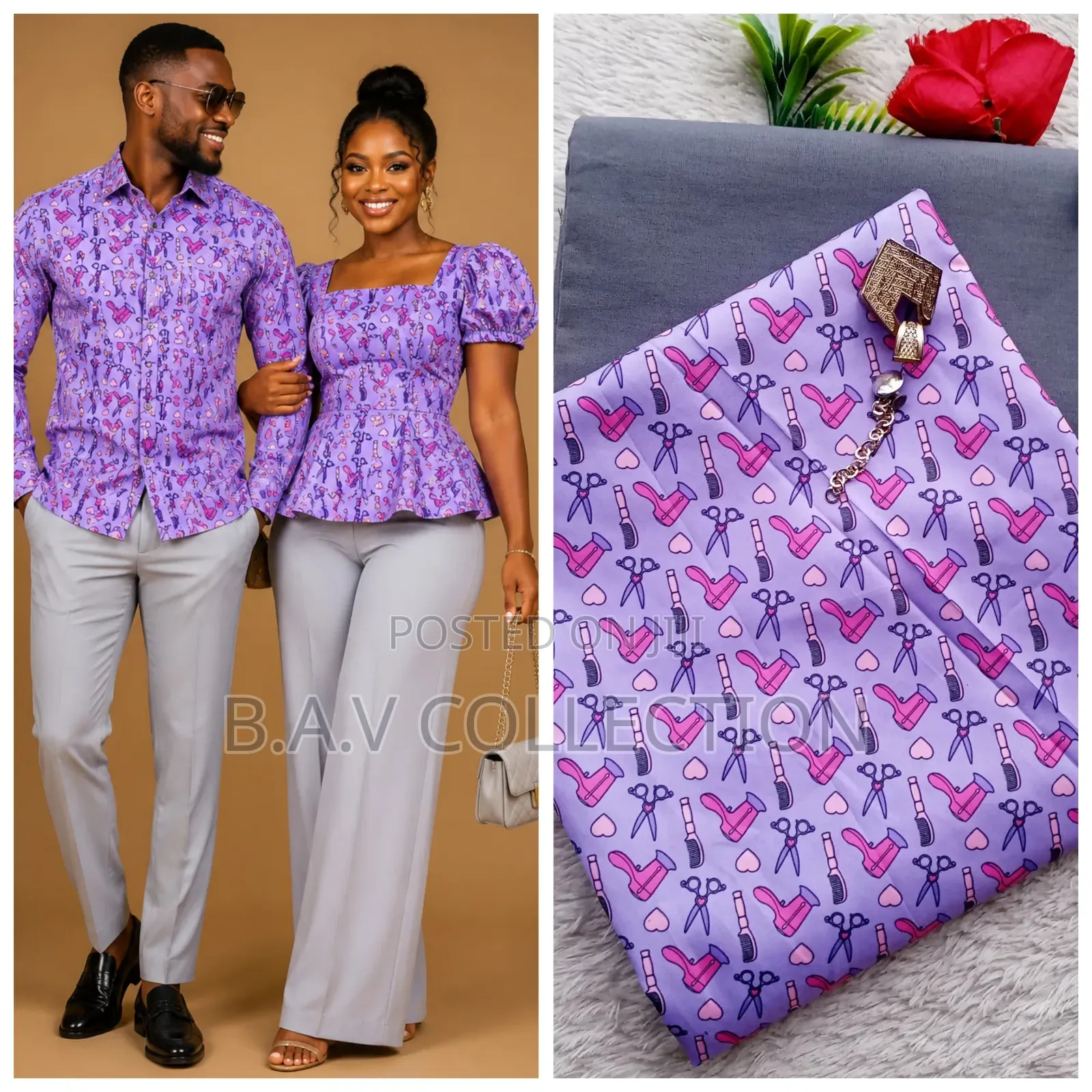 Plain and Pattern Fabric Material 4 Yards in Total 100% Cotton