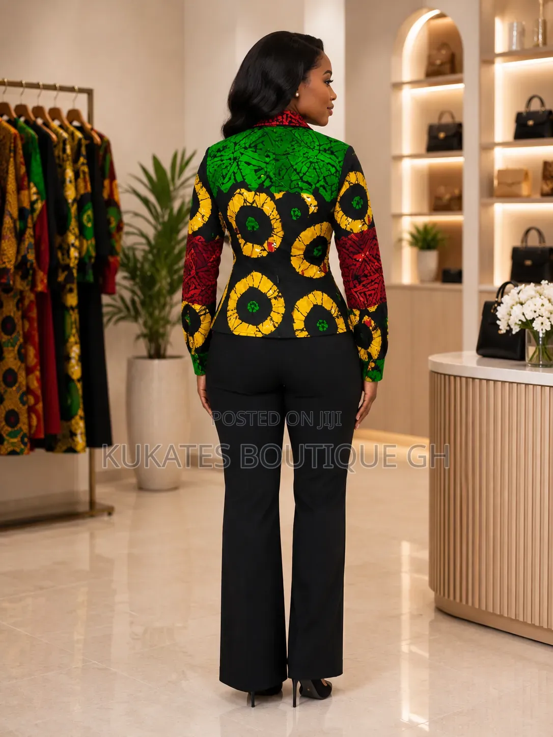 Vibrant African Print Tailored Button-Up Blouse