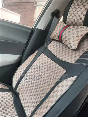 Universal Leather Car Seat Cover (Black and Beige) 9pcs/ Set
