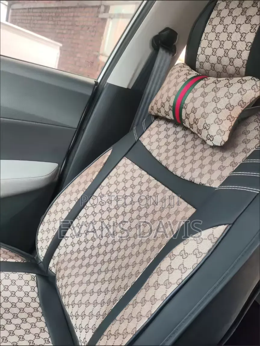 Universal Leather Car Seat Cover (Black and Beige) 9pcs/ Set