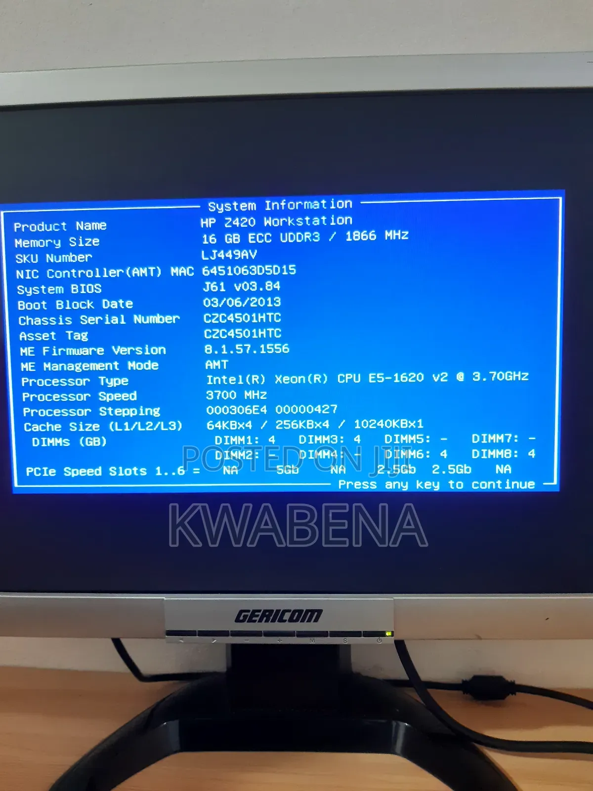 Desktop Computer HP Z420 16GB Intel Xeon SSD 256GB