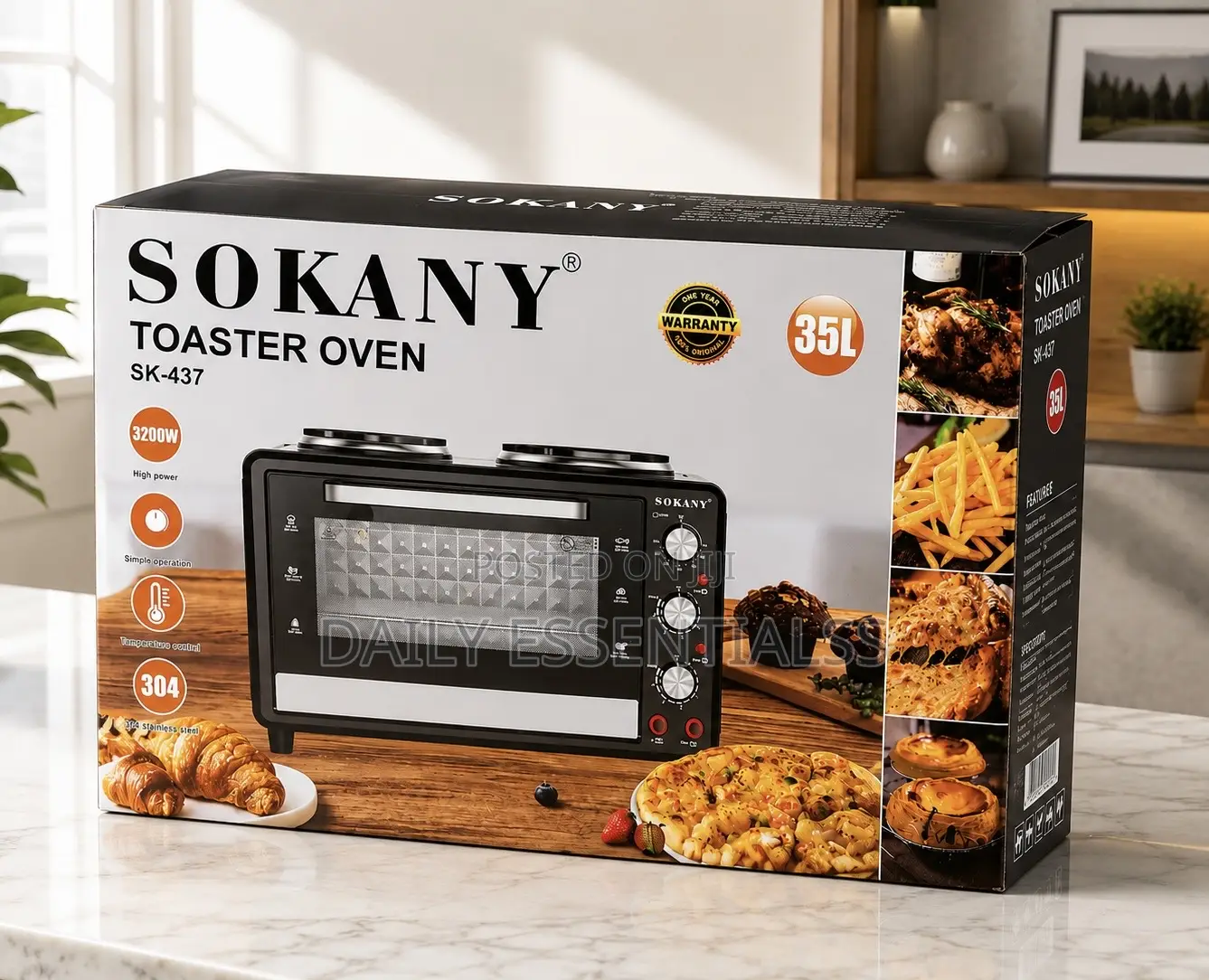 35L SOKANY Electric Oven With Hot Plates – Brand New
