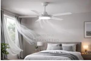 Modern 52 Inches Long Ceiling Fan With Remote Control Led Light