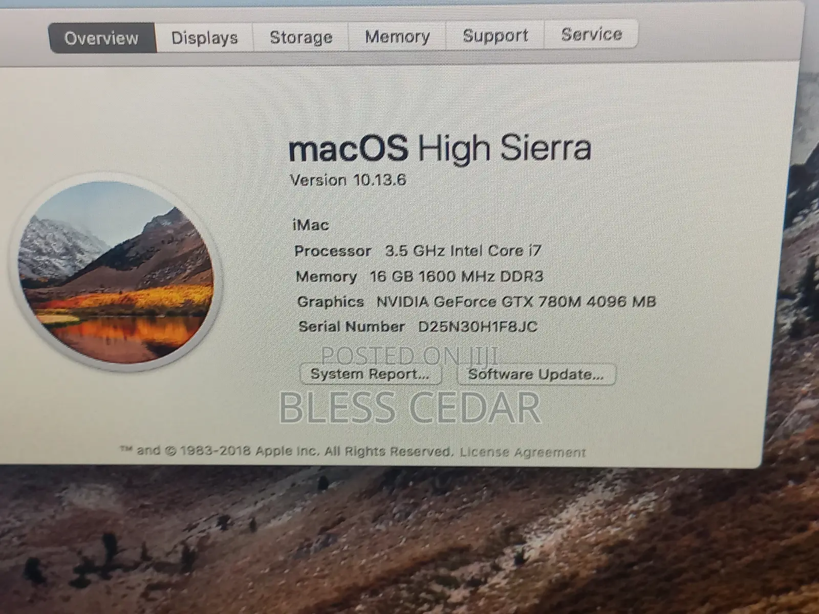 Desktop Computer Apple iMac 16GB Intel Core i7 SSD 256GB