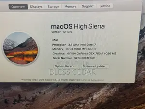 Desktop Computer Apple iMac 16GB Intel Core i7 SSD 256GB