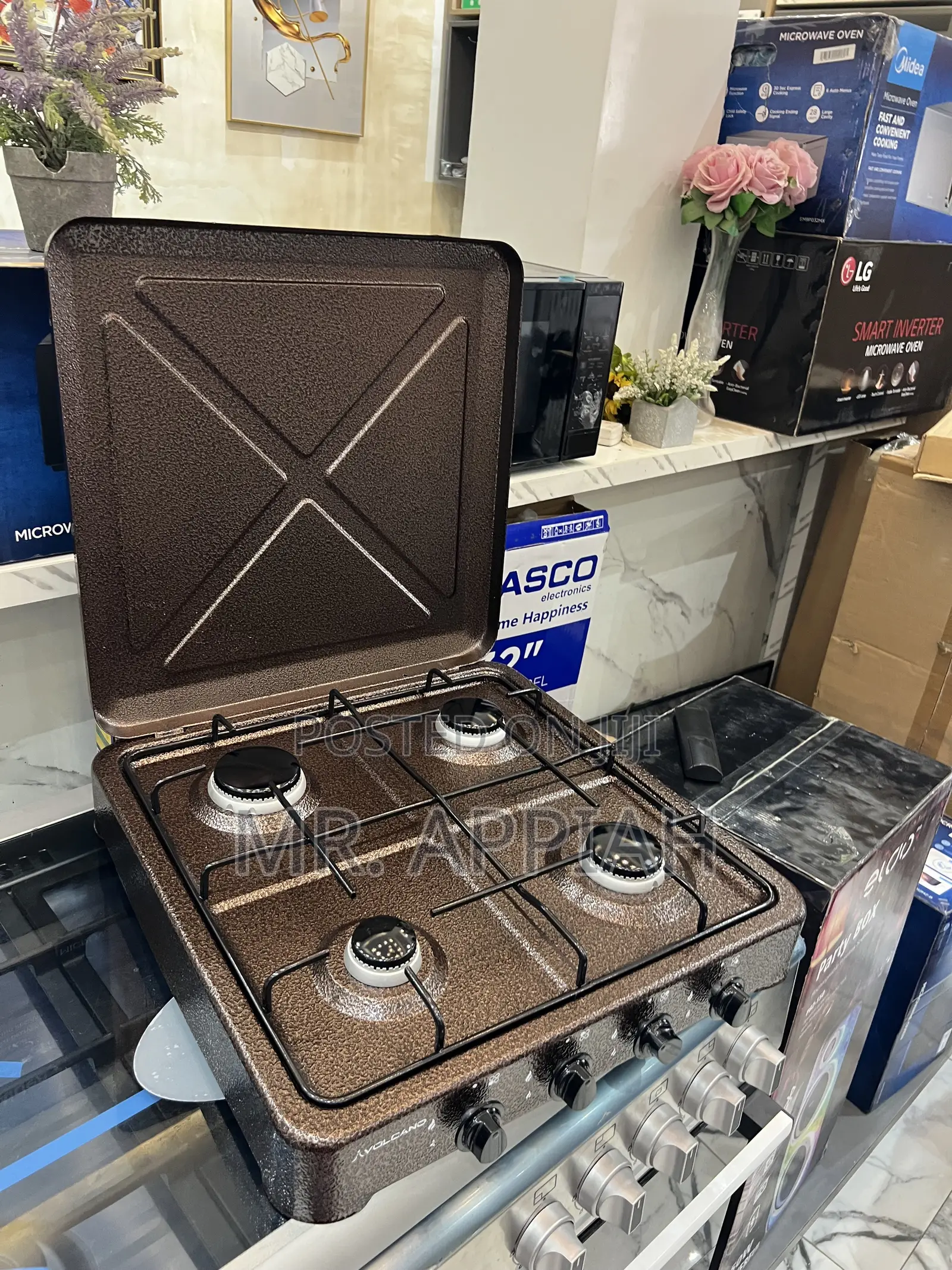 Efficient Classic Volcano 4 Gas Table Top Cooker(Brown) 