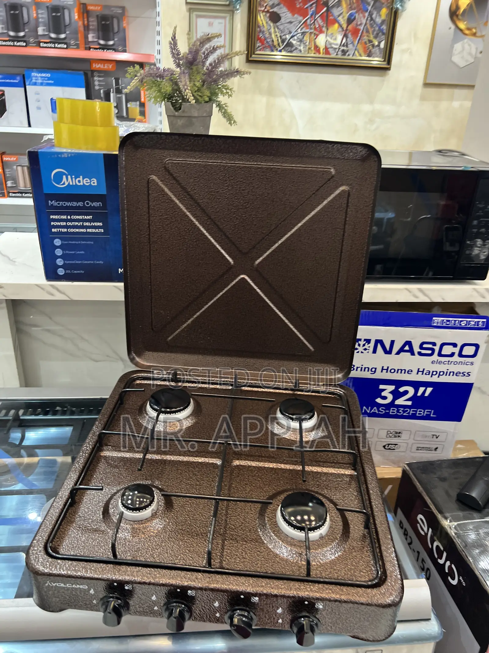 Efficient Classic Volcano 4 Gas Table Top Cooker(Brown) 