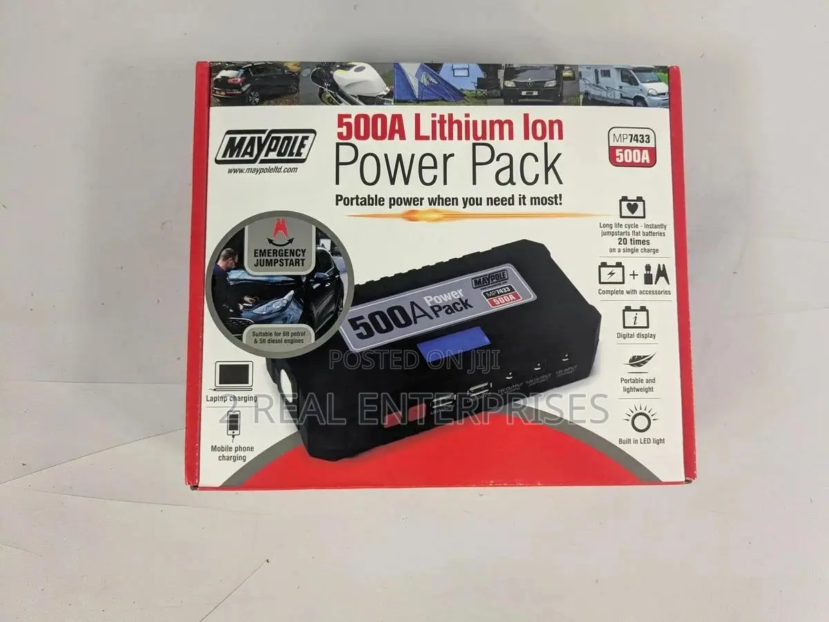 Maypole 500A Lithium Ion Power Pack Jump Starter Up to 5L 12V