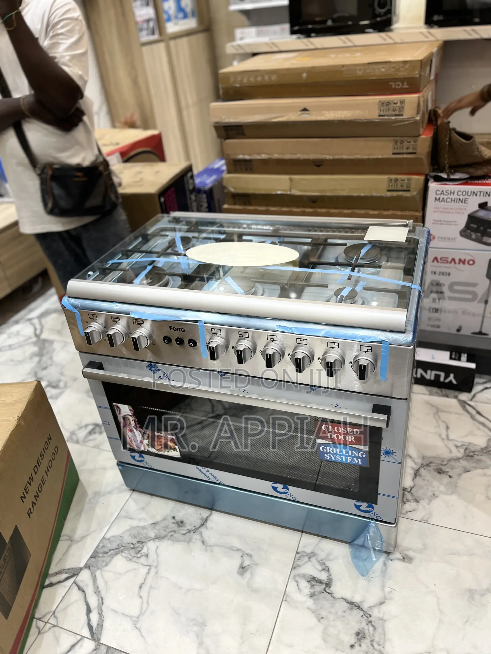 Get Premium Ferre 4 Gas + 2 Electric Cooker(Gray) Auto Rotisserie 