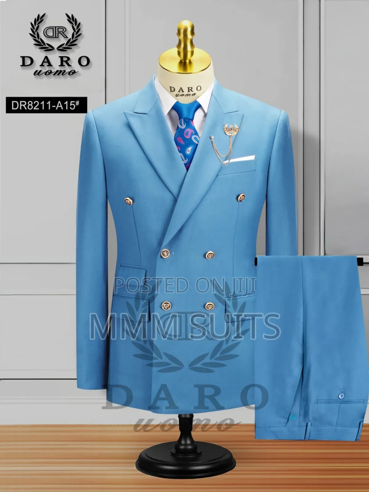 Timeless Double-Breasted Men's Turkish Sea Blue Suit