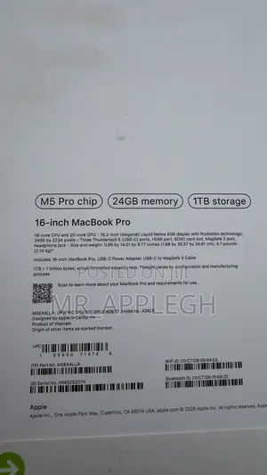 New Laptop Apple MacBook Pro 2026 M5 Pro 24GB Apple M5 Pro SSD 1T