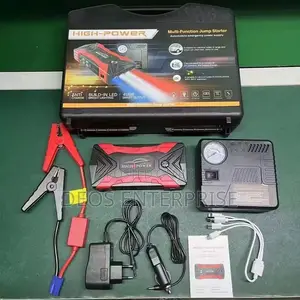 Jump Starter Kit With Air Compressor USB LED Smart Clamps