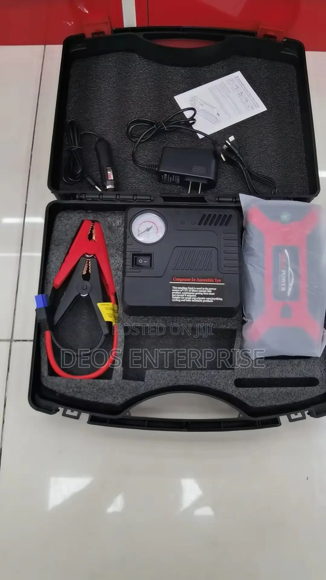 Jump Starter Emergency Kit Air Pump USB Power Bank LED
