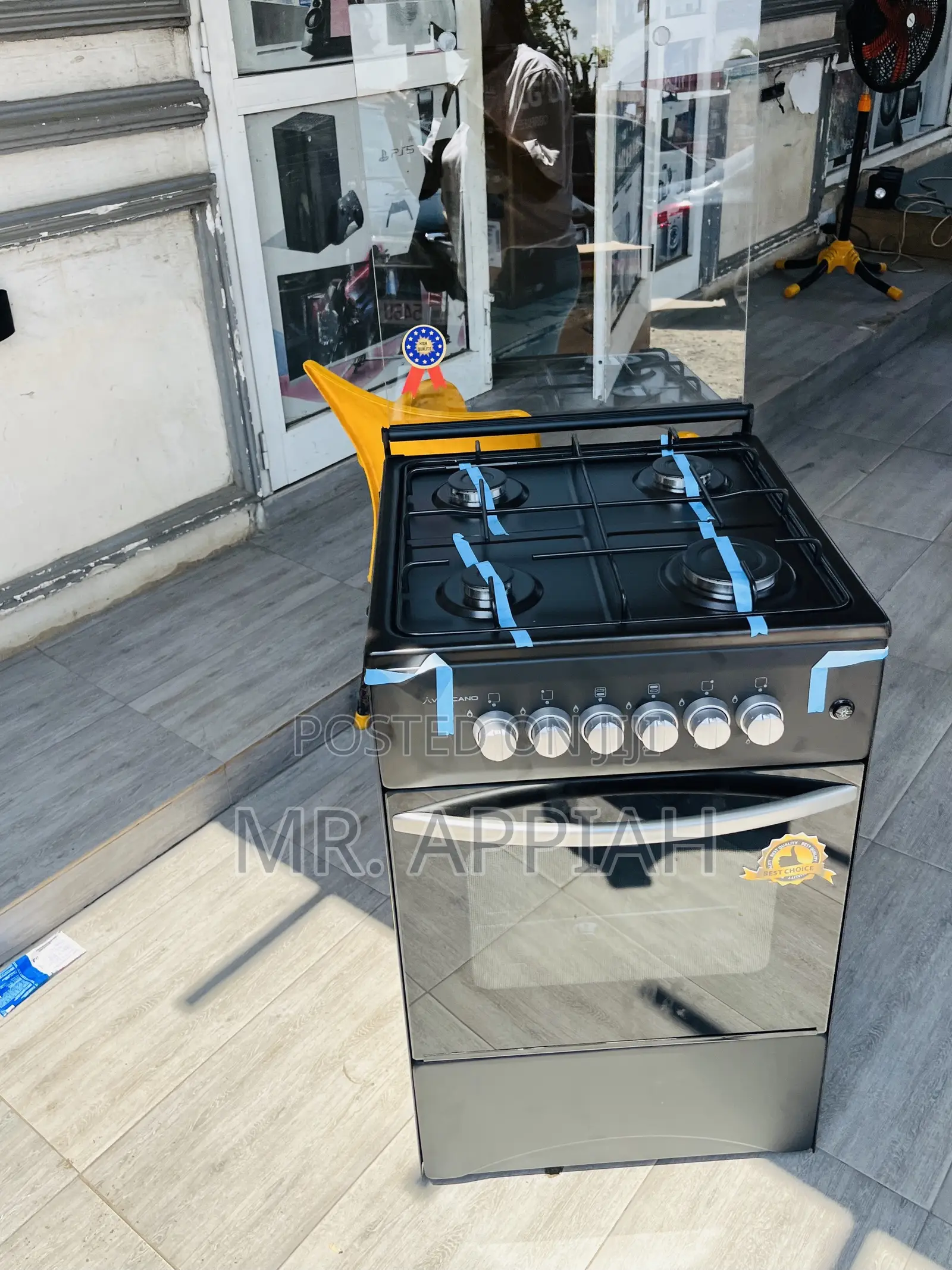 Classic Volcano 50x50cm Gas Oven 4 Burner(Double Grid)Black