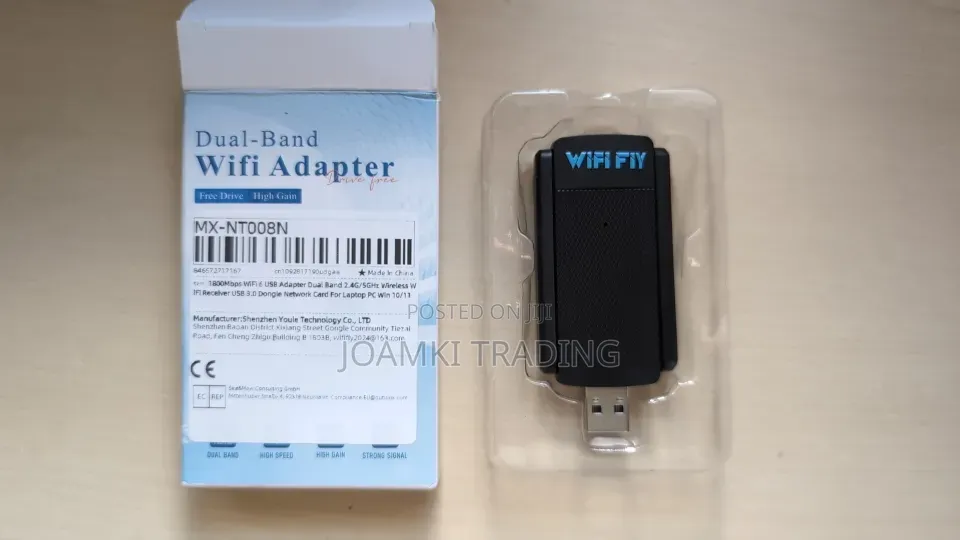 USB Wifi Adapter Wifi 6, 2.4Ghz-5.8Ghz, Wireless Network Card 1800mps